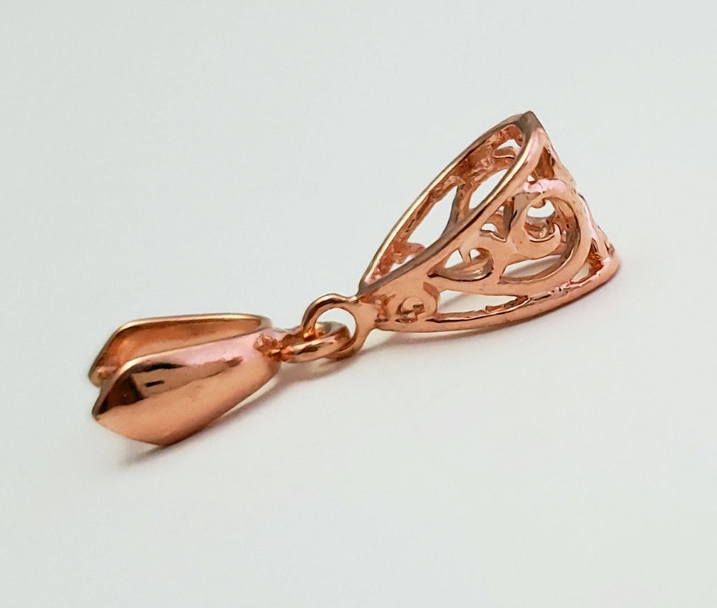 Jewelry Findings - Bails - Rose Gold Color Pinch Bails (Package of 5-15) Ships from Green Bay, WI (12-RG)