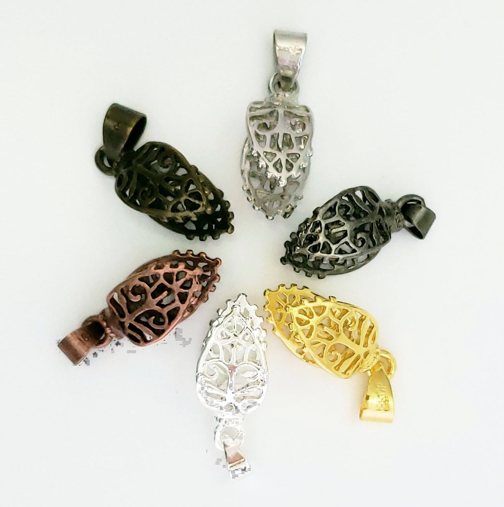 Jewelry Findings - Sample Pack Large Filigree Pinch Bails (Pkg of 12) Ships from Green Bay, WI (M-13)