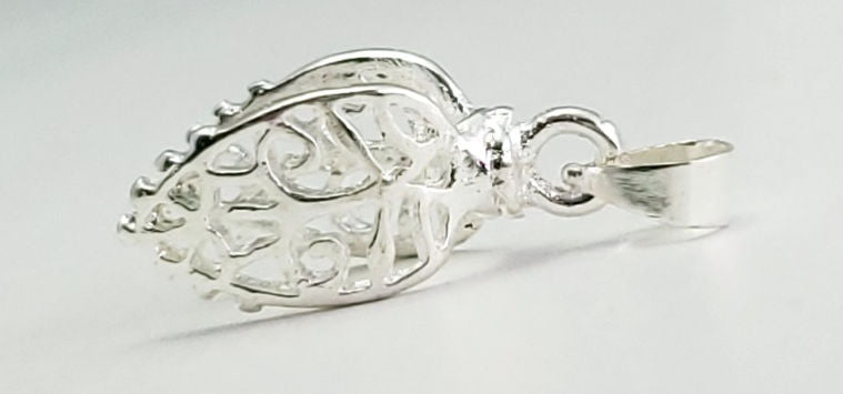 Jewelry Findings - Bails - Bright Silver, Large Filigree Pinch Bails (Qty 5-15) Ships from Green Bay, WI (13-BS)