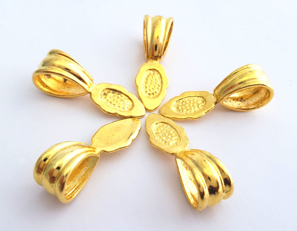 Jewelry Findings - Bails - Gold Colored Fancy Glue On Bail (Pkg 5-15) Ships from Green Bay, WI (185-G)