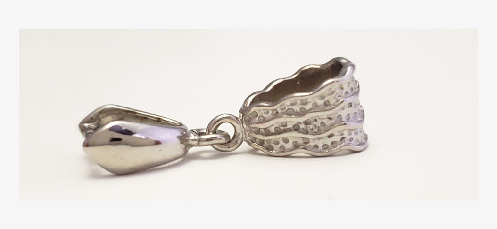 Jewelry Findings - Bails - Antique Silver Hammered Pinch Bail (Pkg of 5-15) Ships from Green Bay, WI (17-AS)