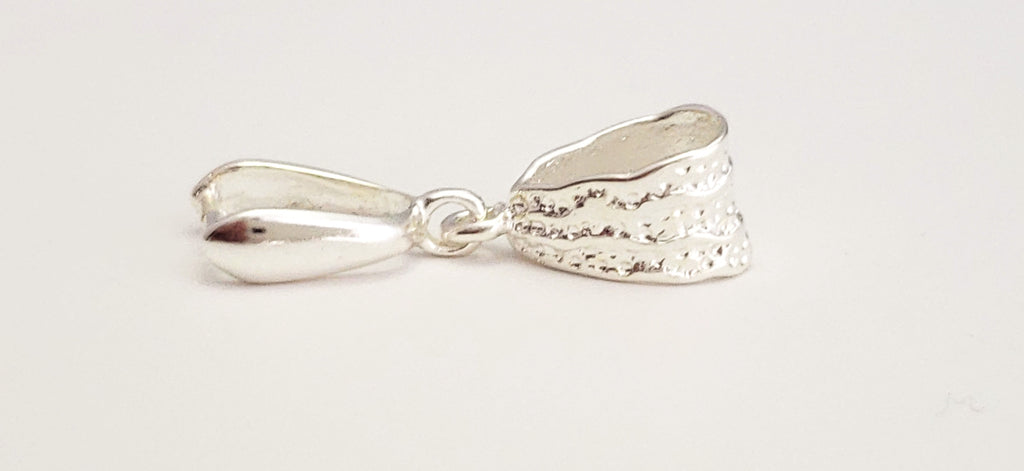Jewelry Findings - Bails - Bright Silver Hammered Pinch Bail (Qty 5-15) Ships from Green Bay, WI (17-BS)