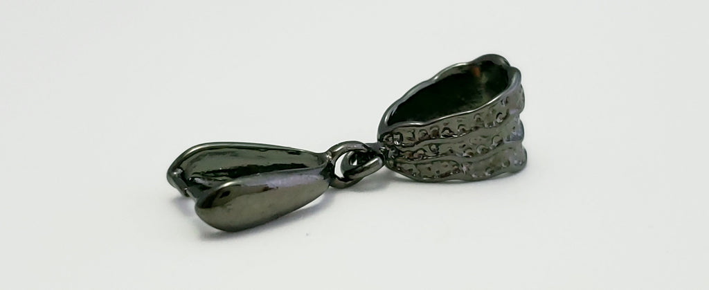 Jewelry Findings - Bails - Gunmetal Colored Hammered Pinch Bail (Pkg 5-15) Ships from Green Bay, WI (17-GM)
