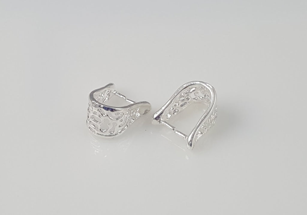 Jewelry Findings - Bails - Bright Silver Pinch Pinch Bail (Qty 5-15) Ships from Green Bay, WI (40-BS)