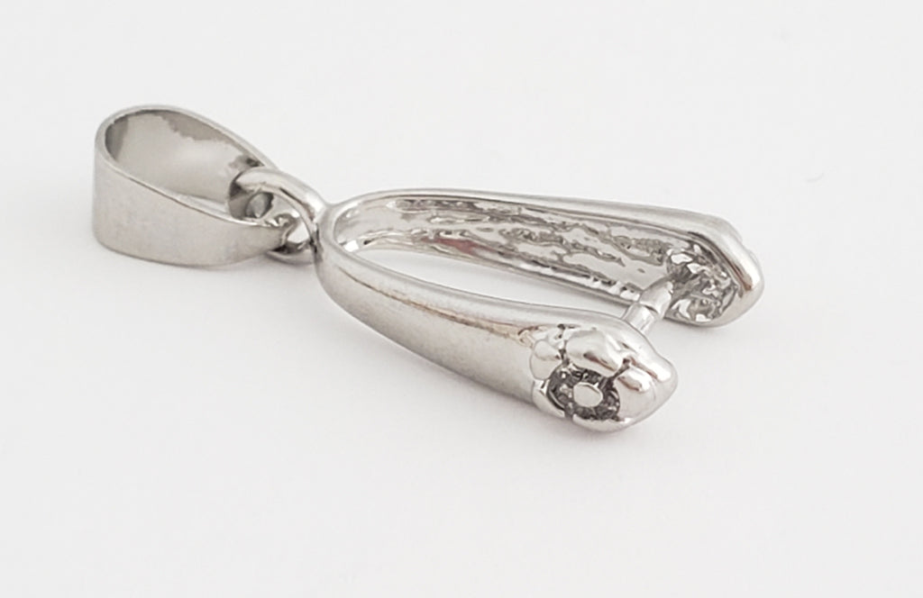 Jewelry Findings - Bails - Antique Silver Color Pinch Bails with Flower (Pkg 5-15) Ships from Green Bay, WI (47-AS)