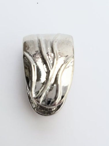Jewelry Findings - Bails - Antique Silver Pinch Bails Large Shield w/ Stripes (Pkg 5-15) Ships from Green Bay, WI (678-AS)
