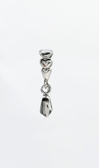 Jewelry Findings - Bails - Antique Silver Color - Pinch Bails (Pkg of 5-15) - Chain of Hearts - Findings for Jewelry Making - Connectors - Hangers (744-34-AS)