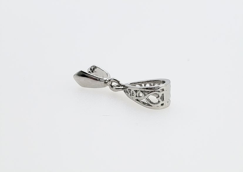 Jewelry Findings - Bails - Antique Silver Color - Pinch Bails (Pkg of 5-15) - Heart Filigree - Findings for Jewelry Making - Connectors - Hangers (744-35-AS)