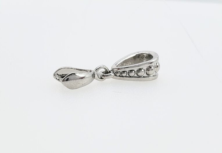 Jewelry Findings - Bails - Antique Silver Color - Pinch Bails (Pkg of 5-15) - Circles - Findings for Jewelry Making - Connectors - Hangers (744-36-AS)