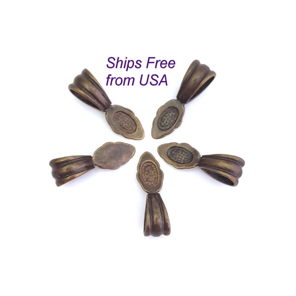 Antique Bronze Fancy Glue On Bails