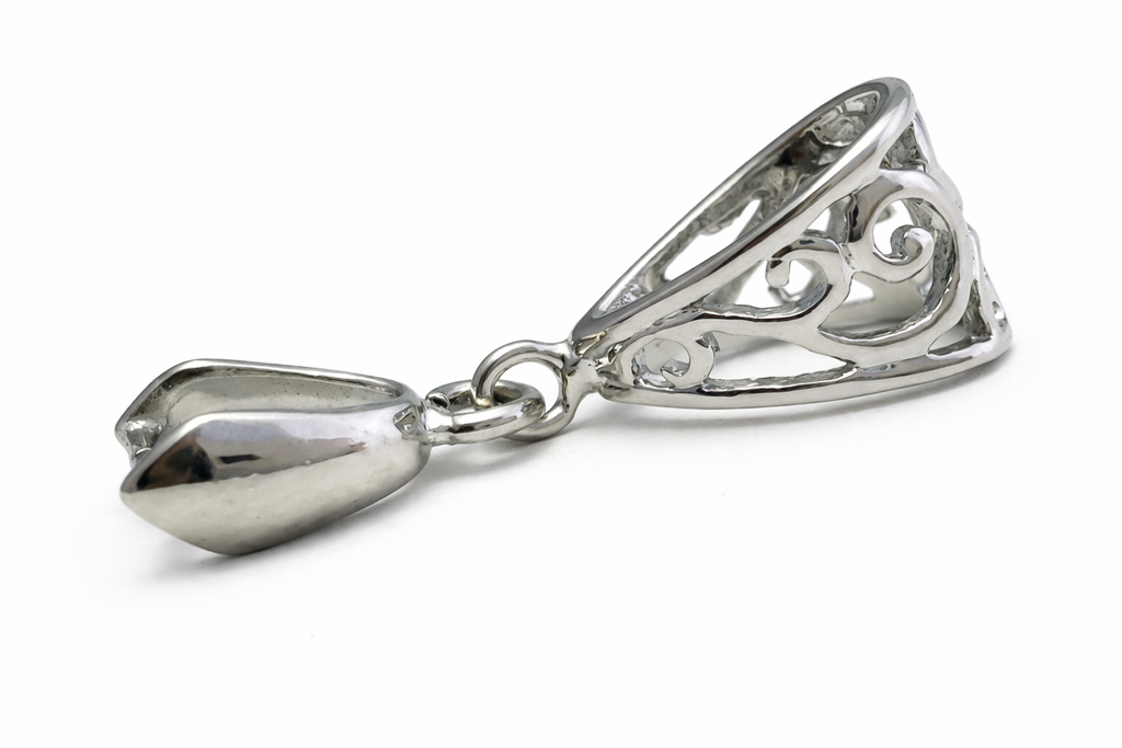 Jewelry Findings - Bails - Antique Silver, Large Elegant (Qty 5-15 per pkg) Pinch Bails, Ships from Green Bay, WI (12-AS)