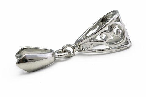 Jewelry Findings - Bails - Antique Silver, Large Elegant (Qty 5-15 per pkg) Pinch Bails, Ships from Green Bay, WI (12-AS)