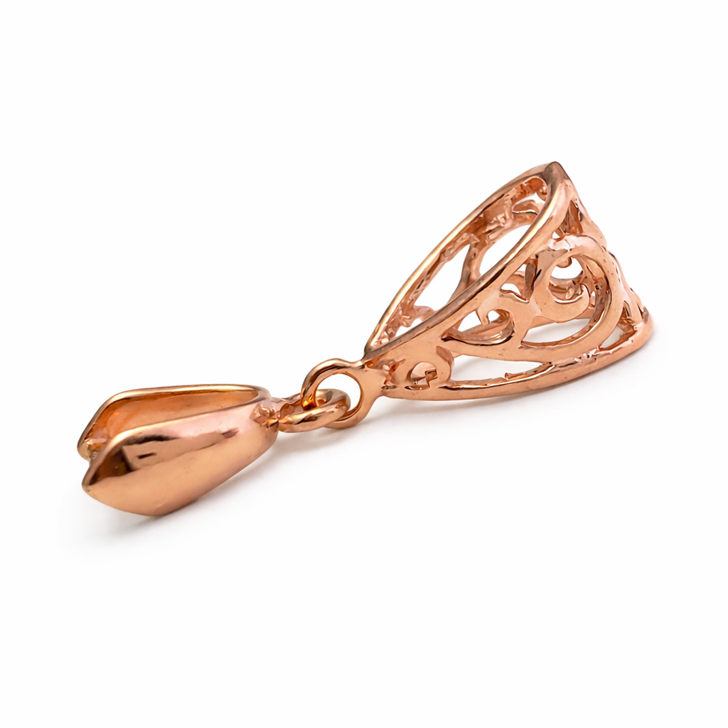 Jewelry Findings - Bails - Rose Gold Color Pinch Bails (Package of 5-15) Ships from Green Bay, WI (12-RG)