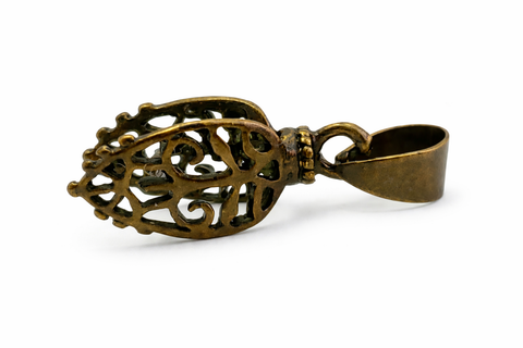 Jewelry Findings - Bails - Antique Bronze Large Filigree Pinch Bails (Pkg of 5-15) Ships from Green Bay, WI (13-AB)