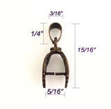 Jewelry Findings - Bails - Antique Bronze Large Filigree Pinch Bails (Pkg of 5-15) Ships from Green Bay, WI (13-AB)