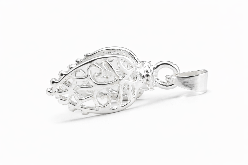 Jewelry Findings - Bails - Bright Silver, Large Filigree Pinch Bails (Qty 5-15) Ships from Green Bay, WI (13-BS)