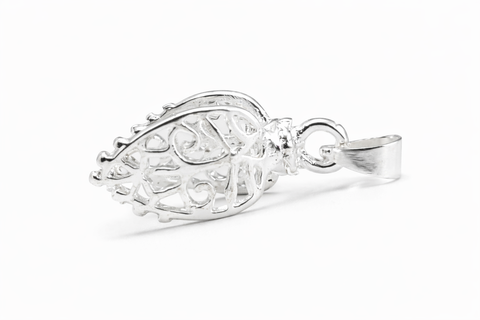 Jewelry Findings - Bails - Bright Silver, Large Filigree Pinch Bails (Qty 5-15) Ships from Green Bay, WI (13-BS)