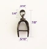 Jewelry Findings - Bails - Gunmetal, Large Filigree (5-15) Pinch Bails, Ships from Green Bay, WI (13-GM)