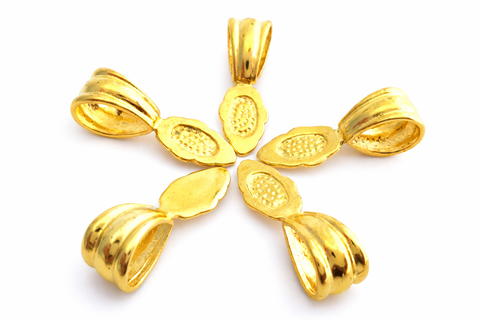 Jewelry Findings - Bails - Gold Colored Fancy Glue On Bail (Pkg 5-15) Ships from Green Bay, WI (185-G)