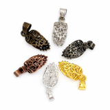Jewelry Findings - Bails - Antique Bronze Large Filigree Pinch Bails (Pkg of 5-15) Ships from Green Bay, WI (13-AB)