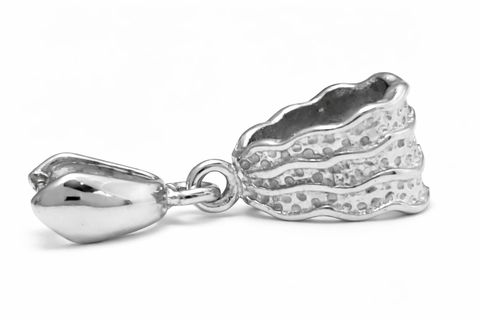 Jewelry Findings - Bails - Antique Silver Hammered Pinch Bail (Pkg of 5-15) Ships from Green Bay, WI (17-AS)