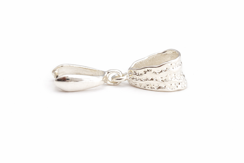 Jewelry Findings - Bails - Bright Silver Hammered Pinch Bail (Qty 5-15) Ships from Green Bay, WI (17-BS)