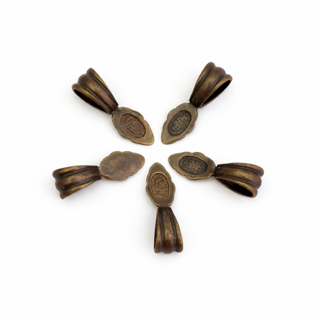 Jewelry Findings - Bails - Antique Bronze Fancy Glue On Bail (Pkg 5-15) Ships from Green Bay, WI (185-AB)