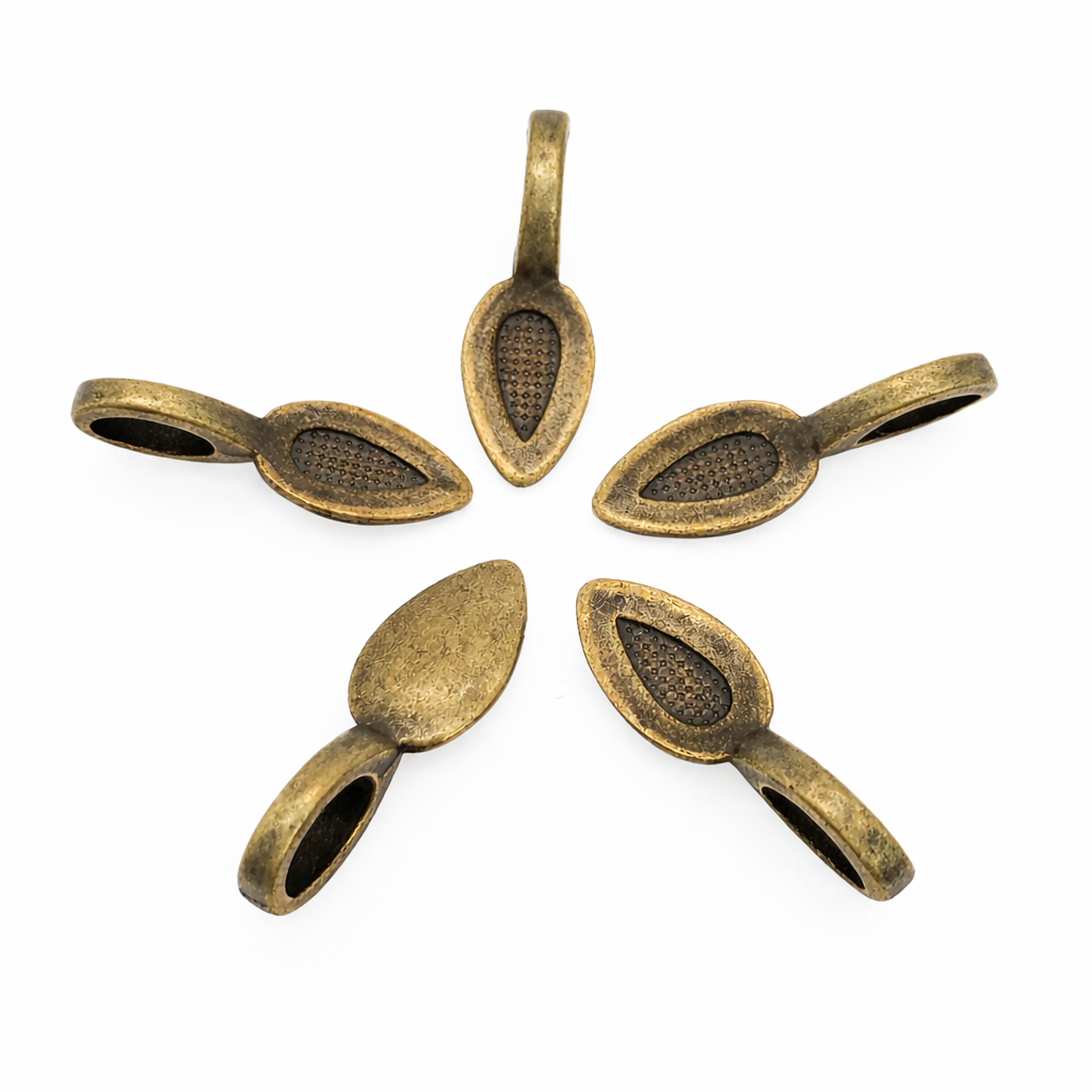 Jewelry Findings - Bails - Antique Bronze Color (Qty 10-30) Medium Glue On Bails - Alloy - Ships from Green Bay, WI (348-AB)
