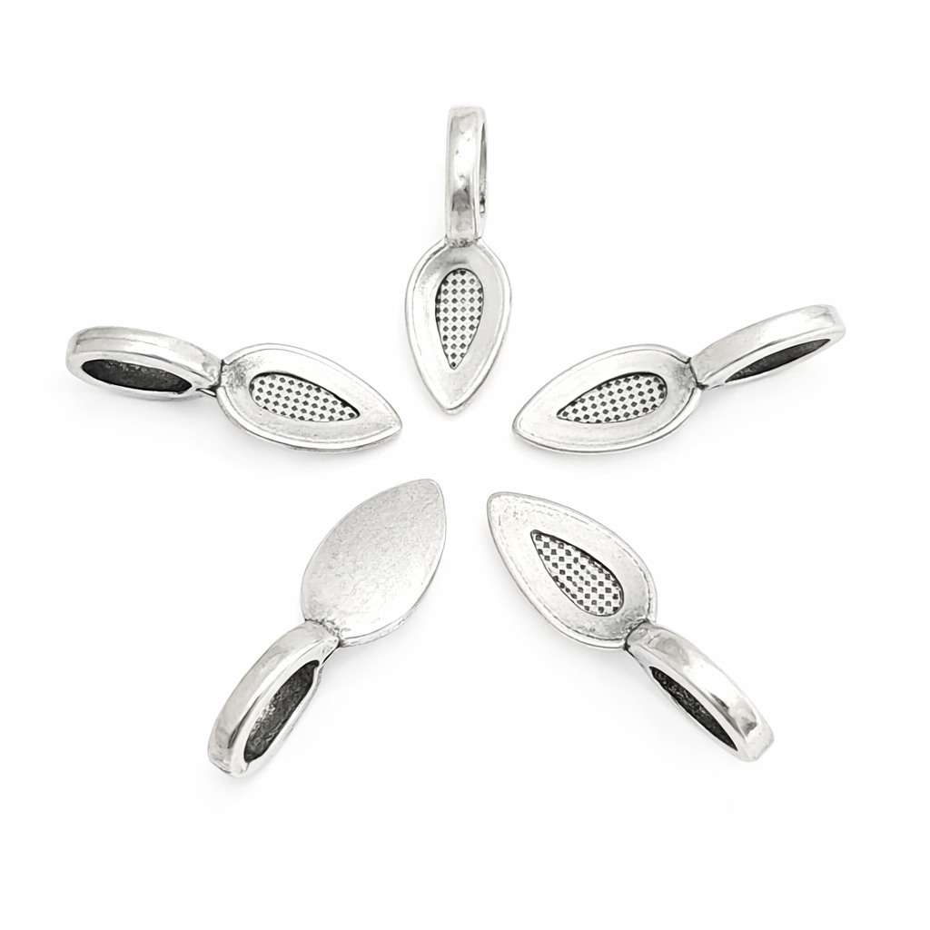 Jewelry Findings - Bails - Antique Silver Color (Pkg 10-30) Medium Glue On Bails - Alloy - Ships from Green Bay, WI (348-AS)