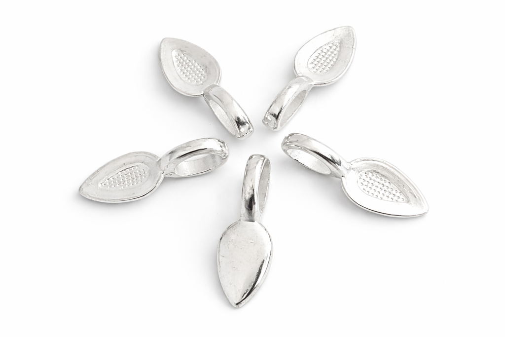 Jewelry Findings - Bails - Bright Silver Color (Pkg 10-30) Medium Glue On Bails-Alloy-Ships from Green Bay, WI (348-BS)