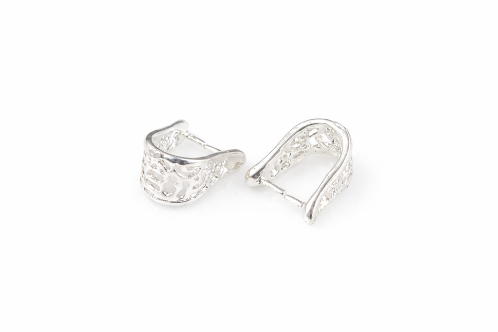 Jewelry Findings - Bails - Bright Silver Pinch Pinch Bail (Qty 5-15) Ships from Green Bay, WI (40-BS)