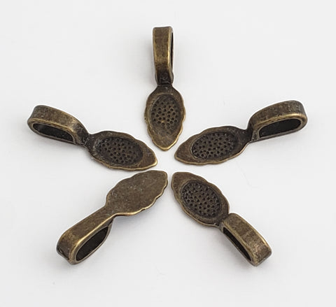 Jewelry Findings - Bails - Antique Bronze Color (Qty 10-40) Pendant Glue On Bails-Alloy-Ships from Green Bay, WI (728-AB)