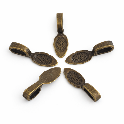 Jewelry Findings - Bails - Antique Bronze Color (Qty 10-40) Pendant Glue On Bails-Alloy-Ships from Green Bay, WI (728-AB)
