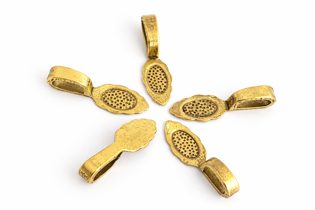 Jewelry Findings - Bails - Antique Gold Color (Qty 10-40) Glue On Bails -Alloy- Ships from Green Bay, WI (728-AG)