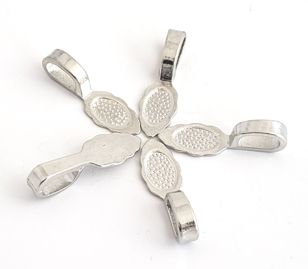 Jewelry Findings - Bails - Antique Silver Color (Pkg 10-40) Glue On Bails -Alloy- Ships from Green Bay, WI(728-AS)