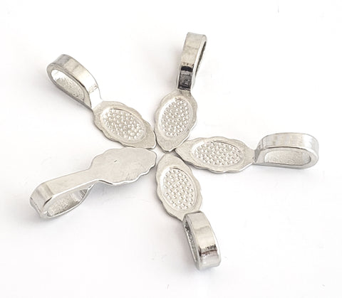 Jewelry Findings - Bails - Antique Silver Color (Pkg 10-40) Glue On Bails -Alloy- Ships from Green Bay, WI(728-AS)