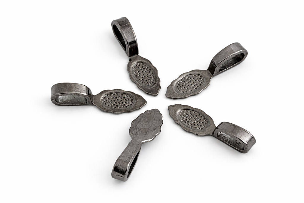 Jewelry Findings - Bails - Gunmetal Color (Pkg 10-40) Large Glue On Jewelry Bails-Alloy-Ships from Green Bay, WI (728-GM)