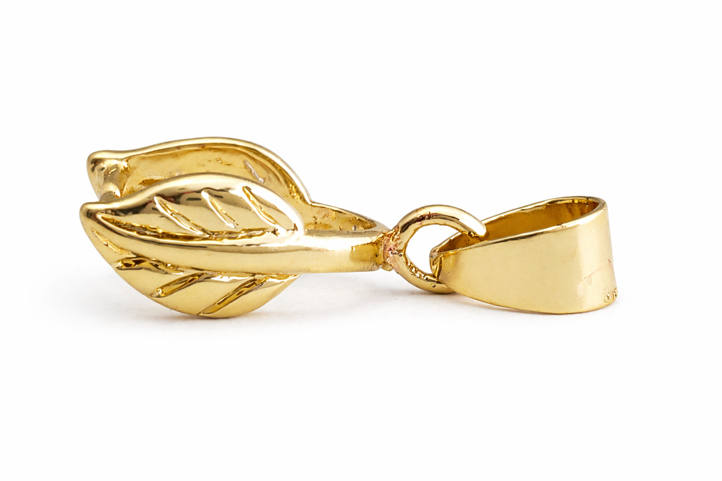Jewelry Findings - Bails - Light Gold - Leaf Shaped Pinch Bail (Pkg of 5-15) Ships from Green Bay, WI (83-LG)