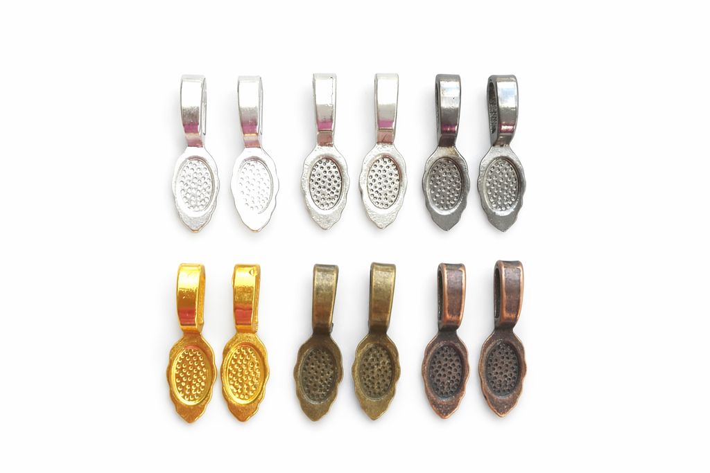 Jewelry Findings - Bails - Mixed Colors (Pkg of 12 or 60) Large Pendant Glue On Bails - Alloy - Ships from Green Bay, WI (728-M)