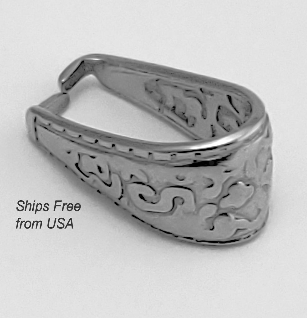 Jewelry Findings - Bails - Stainless Steel Pinch Bail - Carved Design - Antique Silver - Ships Free from USA (111-STS)