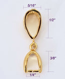 Jewelry Findings - Bails - Gold Color, Large Elegant Pinch Bails (Qty of 5-15) Ships Free from USA (12-G)