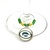 Wine Charms - Green Bay Packer Theme - Metal Enameled Charms - Set of  4 - Shipping Included (GBP)